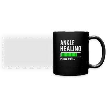 BROKEN ANKLE / ANKLE SURGERY: Ankle Healing - Full Colour Panoramic Mug - black - Front