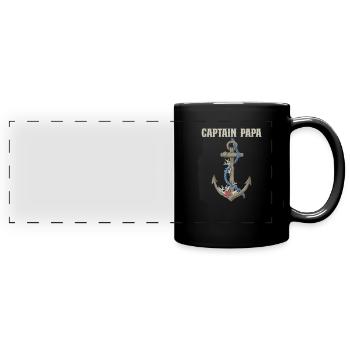 Boating Dad Boat Captain Pontoon Sailor Cruising - Full Colour Panoramic Mug - black - Front