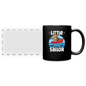 Sailing Sailboat Boating Kid Child Yacht Boat - Full Colour Panoramic Mug - black - Front