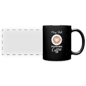 Coffee Lover Caffeine Molecule Java Latte Espresso - Full Colour Panoramic Mug - black - Front