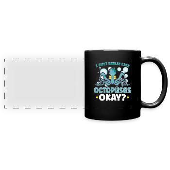 Octopus Marine Animals Sea Creature Squid Gift - Panorama-Tasse farbig - Schwarz - Vorne