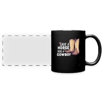 Cowboy Barn Bull Rider Rodeo Country Western - Mug panoramique uni - noir - Devant