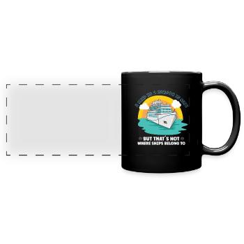Bateau de navigation Capitaine Navire de croisière - Mug panoramique uni - noir - Devant