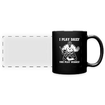 Eishockey-spieler Lustiger Eishockey-team-tormann - Panorama-Tasse farbig - Schwarz - Vorne