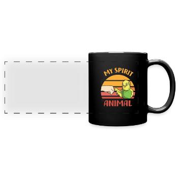 Perruche ondulée - Mug panoramique uni - noir - Devant