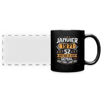 Rétro Cadeau D'anniversaire 52 Ans Janvier 1971 - Mug panoramique uni - noir - Devant