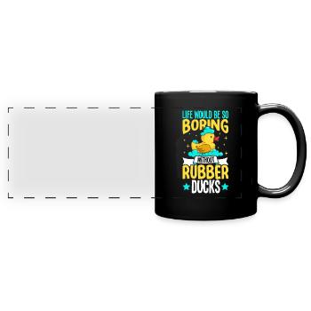 Gummiente Gummienten Entenliebhaber Badezimmer - Panorama-Tasse farbig - Schwarz - Vorne