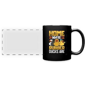 Gummiente Gummienten Entenliebhaber Badezimmer - Panorama-Tasse farbig - Schwarz - Vorne
