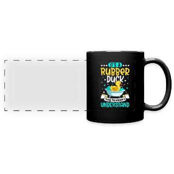Gummiente Gummienten Entenliebhaber Badezimmer - Panorama-Tasse farbig - Schwarz - Vorne