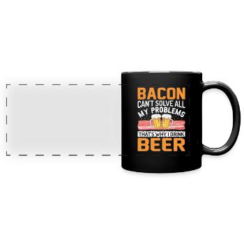 Bacon Lovers Funny Bacon Famous Food Keto - Full Colour Panoramic Mug - black - Front
