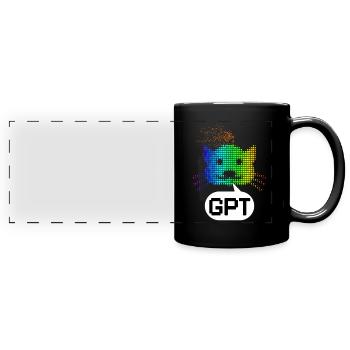 Chat GPT Geschenk Humor Computer AI - Panorama-Tasse farbig - Schwarz - Vorne