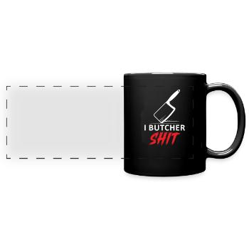 Boucher, Boucher, Viande, Découpeur de viande - Mug panoramique uni - noir - Devant