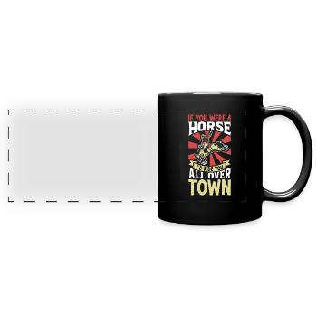 Cowboy Barn Bull Rider Rodéo Country Western - Mug panoramique uni - noir - Devant