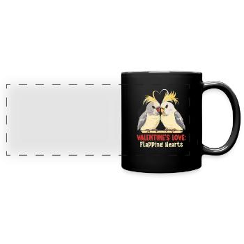Valentinstag Turteltauben Vogelmotiv Romantisch - Panorama-Tasse farbig - Schwarz - Vorne