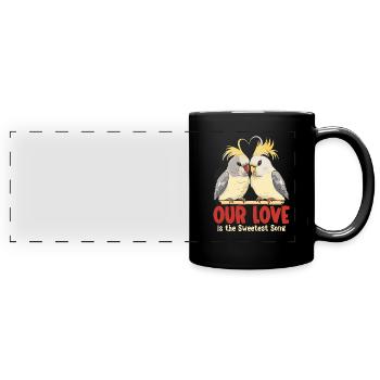 Valentinstag Turteltauben Vogelmotiv Romantisch - Panorama-Tasse farbig - Schwarz - Vorne