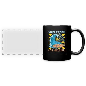 Drôle de surfeur, la plage de squelette Stoke Surf - Mug panoramique uni - noir - Devant