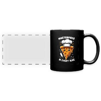 Lustiger Pizzaliebhaber Pizza-enthusiast - Panorama-Tasse farbig - Schwarz - Vorne