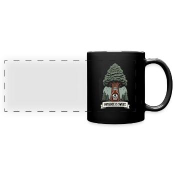 Maple Syrup Canada Tradition and Cones - Full Colour Panoramic Mug - black - Front