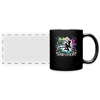 Eislaufen Schlittschuhläufer - Panorama-Tasse farbig - Schwarz - Vorne