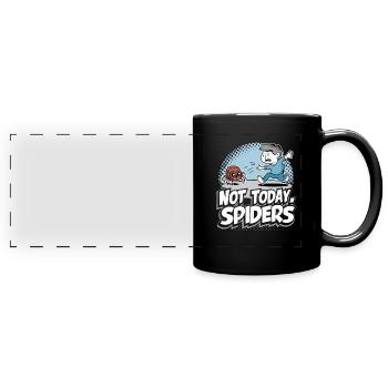 Funny Arachnophobia Awareness, Spider Phobia - Full Colour Panoramic Mug - black - Front