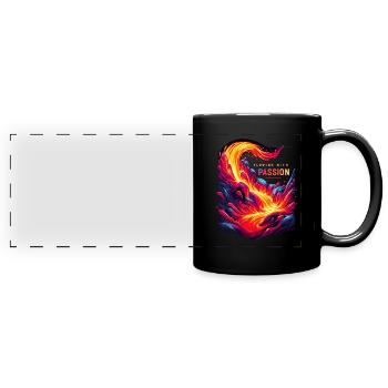Funny volcano lava geology rock hunting geologist - Full Colour Panoramic Mug - black - Front