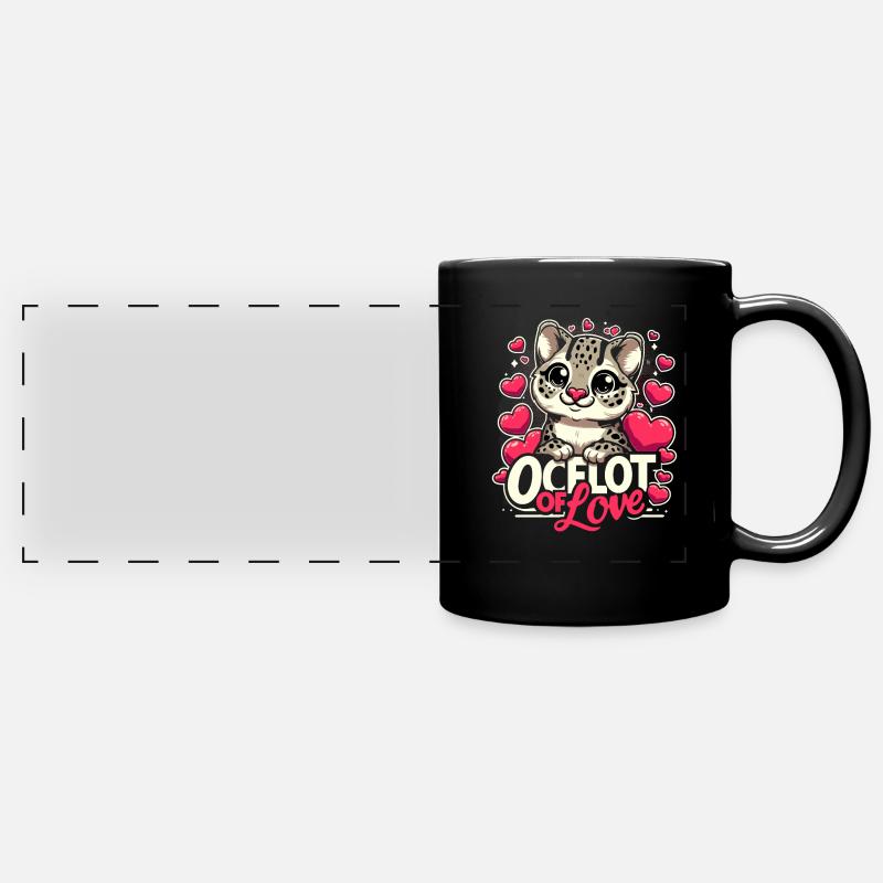 Ocelot Wild Cat Exotic Pets Jungle Big Cat - Full Colour Panoramic Mug - black