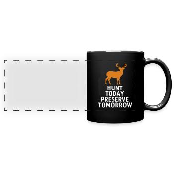 Erlebe Die Spannung Der Hirschjagd Im Wald Mit - Panorama-Tasse farbig - Schwarz - Vorne