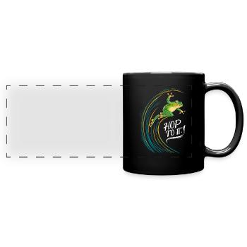 Chasseur de grenouilles amphibiens, piégeage de grenouilles - Mug panoramique uni - noir - Devant