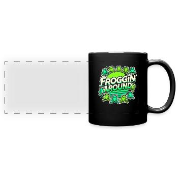 Chasseur de grenouilles amphibiens, piégeage de grenouilles - Mug panoramique uni - noir - Devant