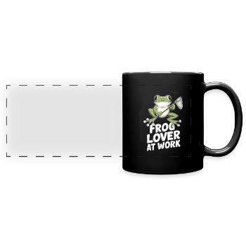 Chasseur de grenouilles amphibiens, piégeage de grenouilles - Mug panoramique uni - noir - Devant