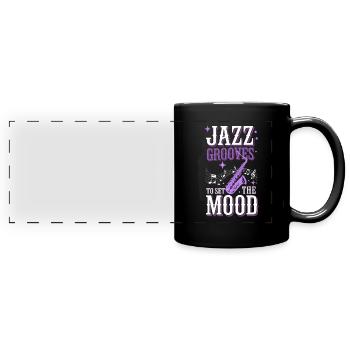 Smooth Jazz Vibes pour les amateurs et les passionnés de jazz - Mug panoramique uni - noir - Devant