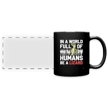 Lizard People Reptile Conspiracy And Secret - Full Colour Panoramic Mug - black - Front
