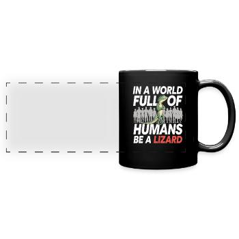 Lizard People Reptile Conspiracy And Secret - Full Colour Panoramic Mug - black - Front