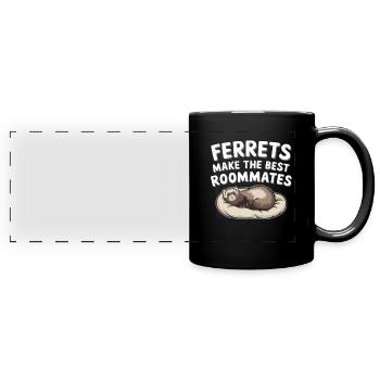 Propriétaire de furet, Amateur de furets, Bonbons - Mug panoramique uni - noir - Devant