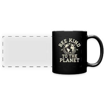 Bee-friendly gardener, pollinator, garden and - Full Colour Panoramic Mug - black - Front