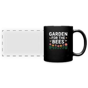 Bee-friendly gardener, pollinator, garden and - Full Colour Panoramic Mug - black - Front