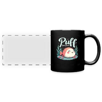 Puffer fish marine life enthusiast Quirky - Full Colour Panoramic Mug - black - Front
