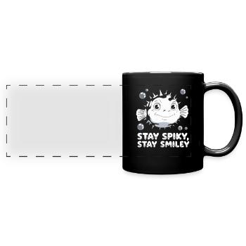 Puffer fish marine life enthusiast Quirky - Full Colour Panoramic Mug - black - Front