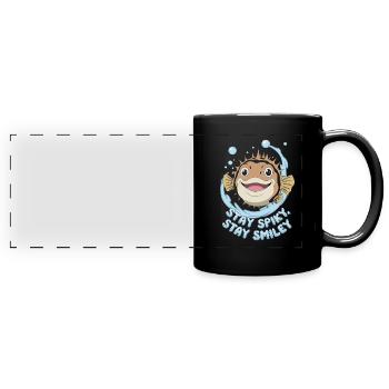Puffer fish marine life enthusiast Quirky - Full Colour Panoramic Mug - black - Front