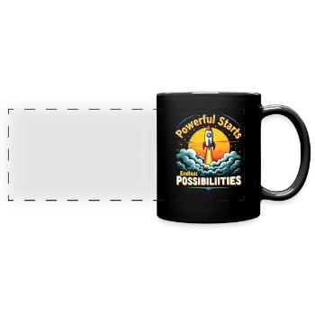 Morgenroutine, Wellness-gewohnheiten, Produktiver - Panorama-Tasse farbig - Schwarz - Vorne