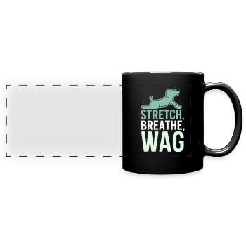 Doga Dog Yoga Bien-être des animaux de compagnie Étirements conscients - Mug panoramique uni - noir - Devant