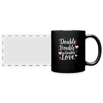 Zwilling Mama Leben Doppelter Ärger Eltern Macht - Panorama-Tasse farbig - Schwarz - Vorne