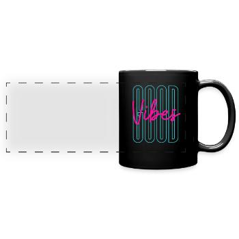 Neon Good Vibes Positive Inspiration - Mug panoramique uni - noir - Devant