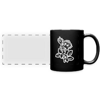 Rose Blume - Panorama-Tasse farbig - Schwarz - Vorne