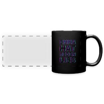Anti Nazi Techno Spruch - Panorama-Tasse farbig - Schwarz - Vorne