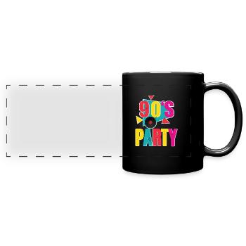 90s Party - Panorama-Tasse farbig - Schwarz - Vorne