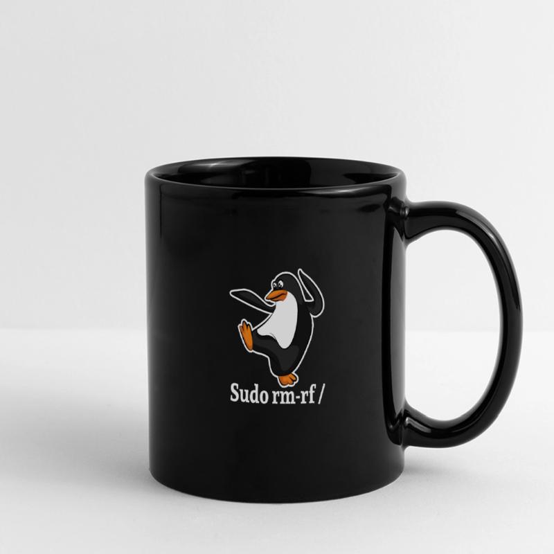 Tux Linux Pinguin Sudo Rm Rf | Computerfreak Hack Panorama-Tasse farbig