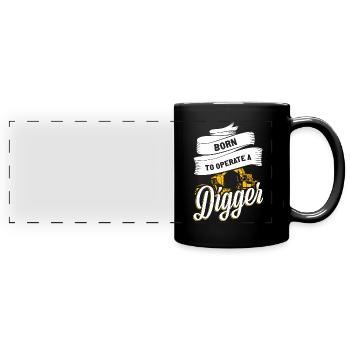 Bagger - Panorama-Tasse farbig - Schwarz - Vorne
