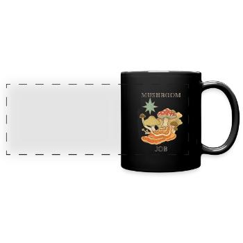 Travail de champignon - Mug panoramique uni - noir - Devant