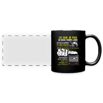 Mes Vaches et mes Poules humour agriculteur - Mug panoramique uni - noir - Devant
